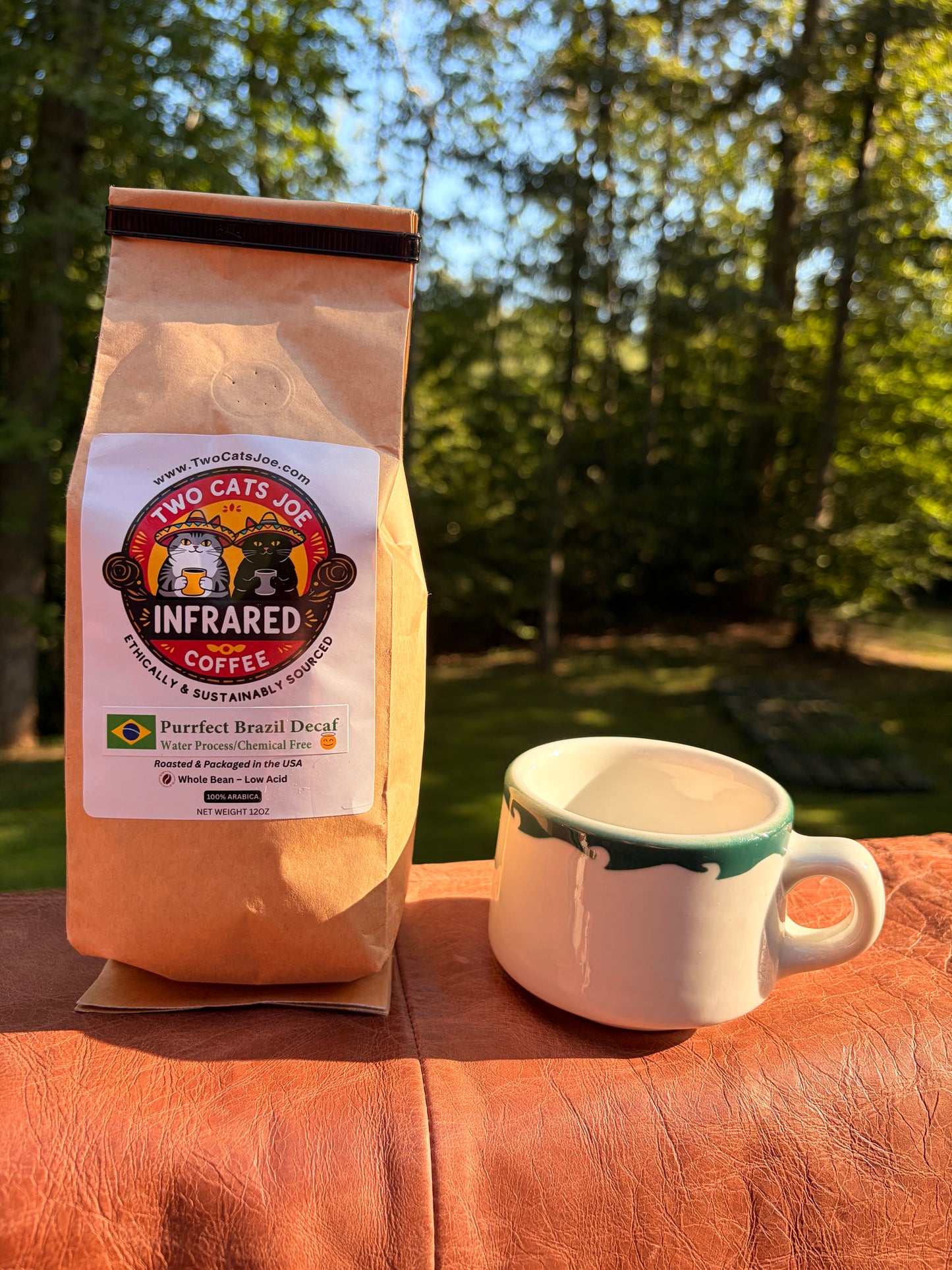 Purrfect Brazil Decaf: Infrared Roasted Water Process/Chemical Free Decaf Whole Coffee Beans